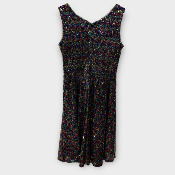GRACE KARIN Sequin Multi Color Rainbow Faux Wrap Party Cocktail Mini Dress Sz M - Picture 3 of 6